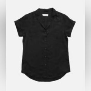 Bridge & Burn The Innes Shirt Black Large Tencel Sustainable Lapel Collar Chic